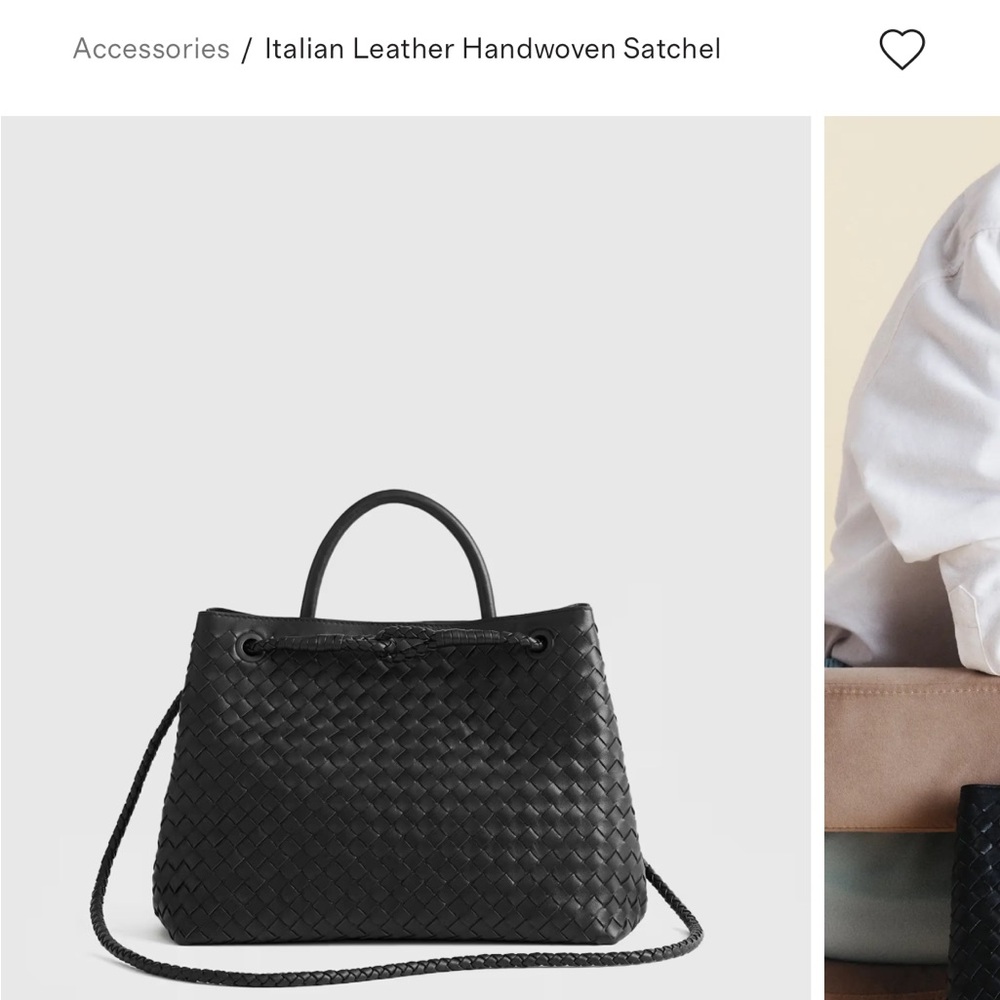 Italian Leather Handwoven Satchel - Black